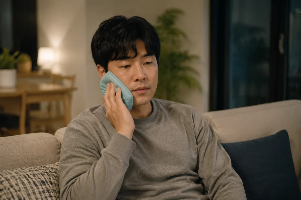 모니터의 방사선 영상을 보며 치료 순서를 설명하는 장면